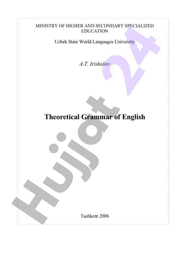Theoretical grammar of english lecture notes