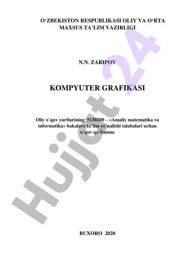 Kompyuter grafikasi o‘quv qo‘llanmasi