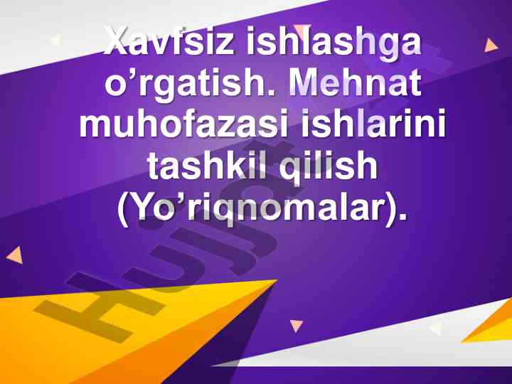 Mehnat muhofazasi bo‘yicha o‘quv qo‘llanma