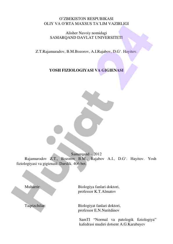 Yosh fiziologiyasi va gigienasi darslik