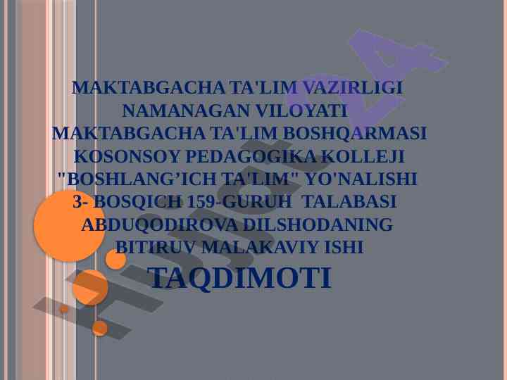 Tarbiyaning turlari va maqsadlari taqdimoti