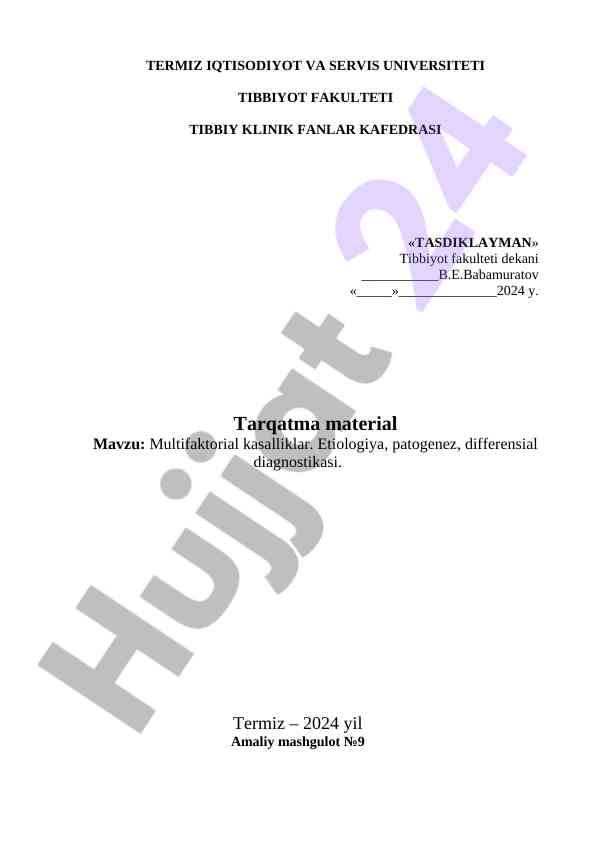 Multifaktorial kasalliklar: etiologiya va patogenez