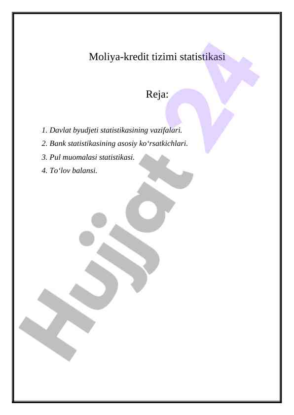 Davlat byudjeti statistikasi va asosiy vazifalari