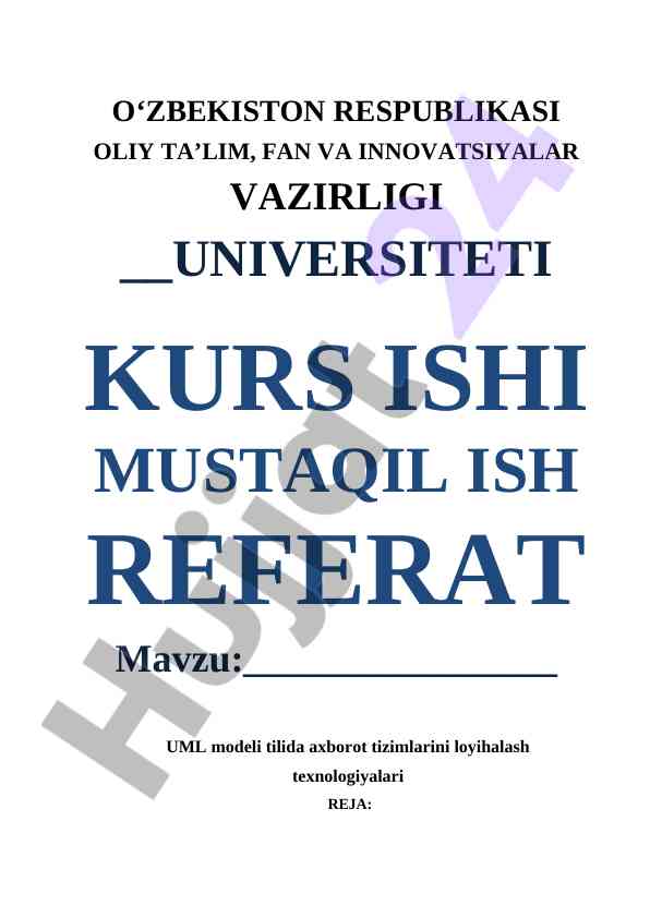 Uml modeli tili axborot tizimlarini loyihalash