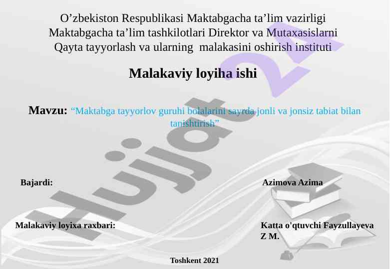 Maktabga tayyorlov bolalariga tabiat bilan tanishtirish