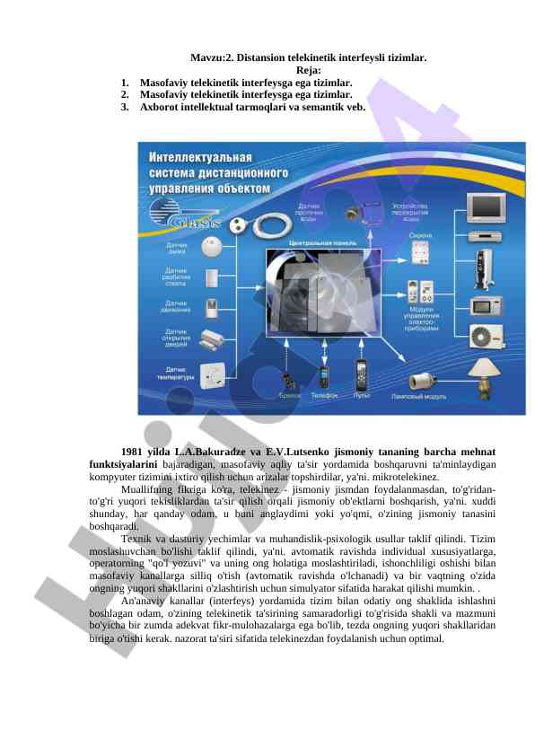 Distansion telekinetik interfeysli tizimlar haqida