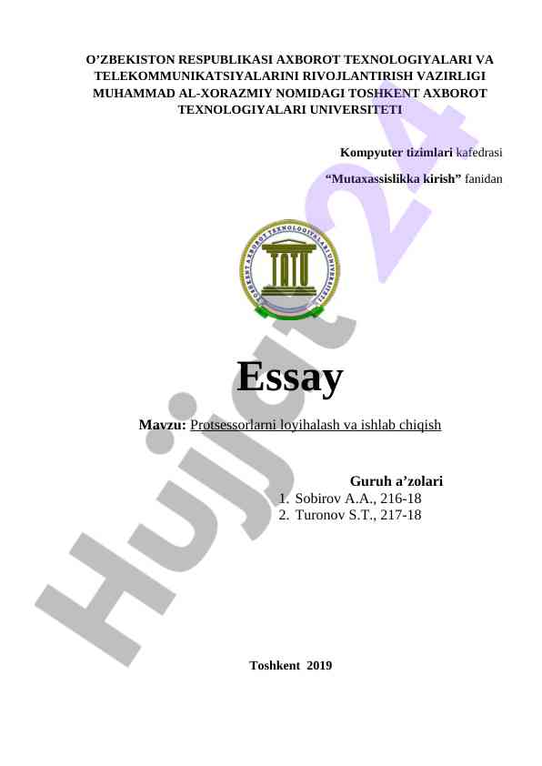 Protsessorlarni loyihalash va ishlab chiqish