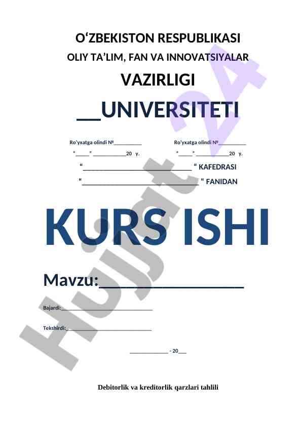Debitorlik Va Kreditorlik Qarzlari Tahlili