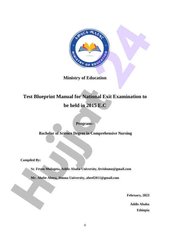 Test blueprint manual for national exit examination
