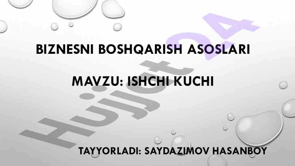 Ishchi kuchini tayyorlash va resurslari