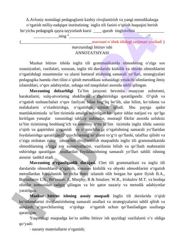 Ingliz tili grammatikasida olmoshning o'ziga xos xususiyatlari