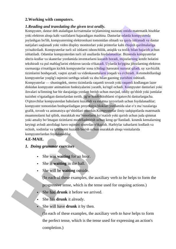 Kompyuterlar va ularning ishlash prinsiplari