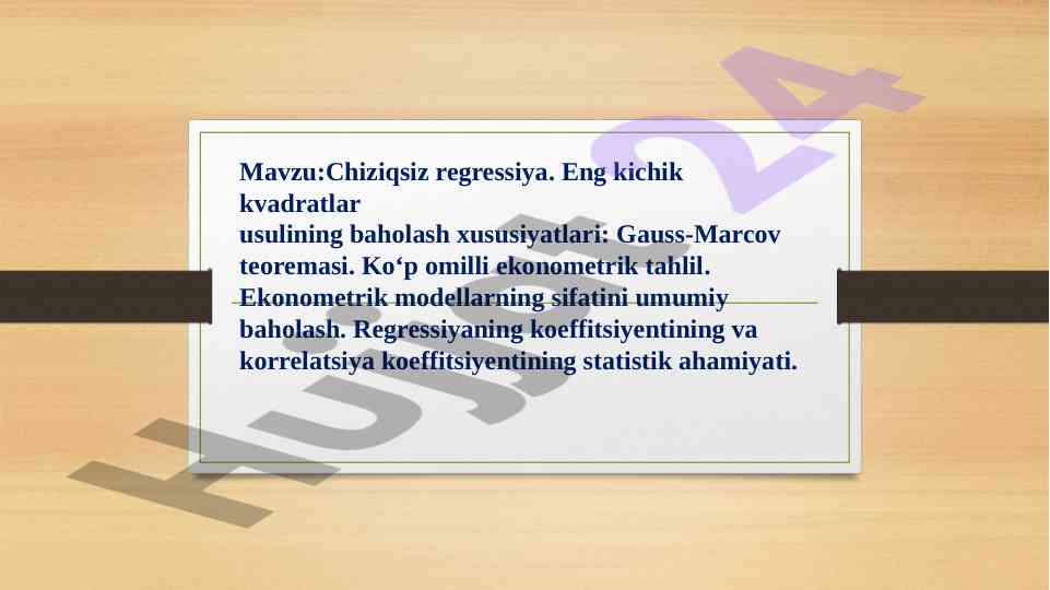 Chiziqsiz regressiya va ekonometrik tahlil
