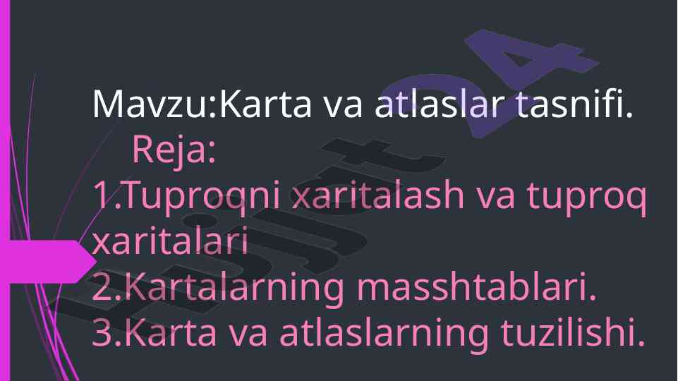 Karta va atlaslar tasnifi va tuproq xaritalari