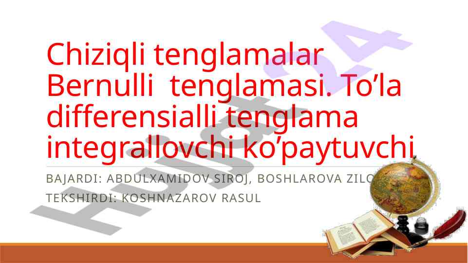 Chiziqli tenglamalar va bernulli tenglamasi analizi
