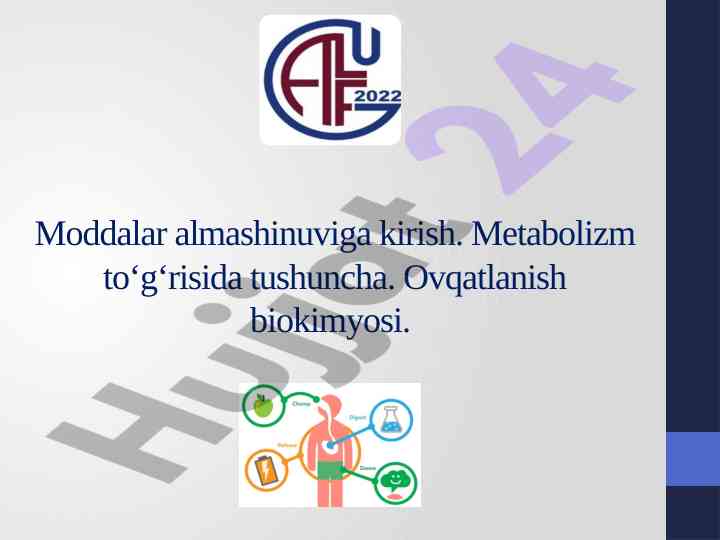Moddalar almashinuviga kirish: metabolizm tushunchasi