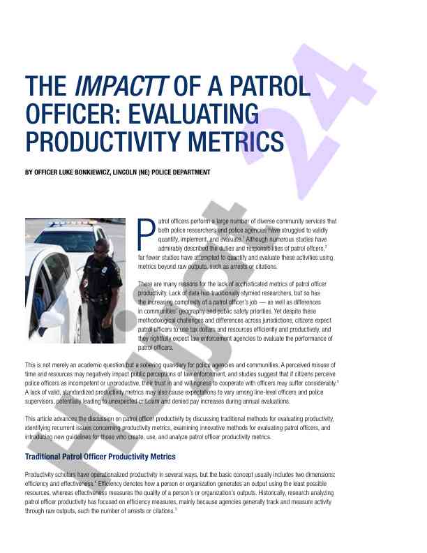 Evaluating patrol officer productivity metrics effectively