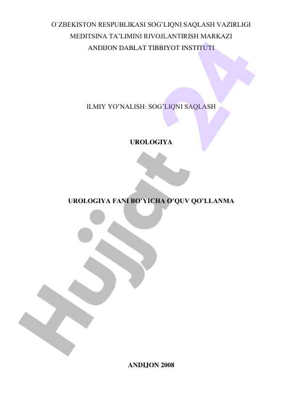 O‘quv qo‘llanma urologiya fani bo‘yicha