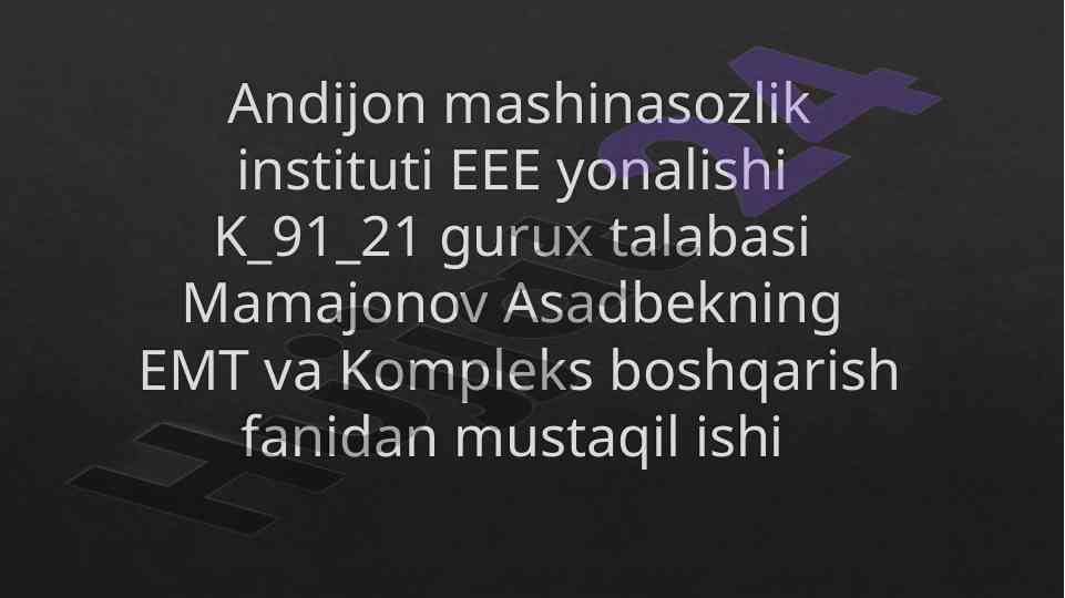 O'zgarmas tok motorlarining boshqarish sxemalari