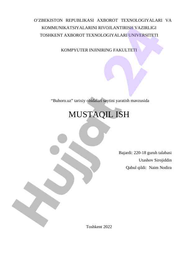 Buhoro.uz tarixiy obidalari sayti yaratish