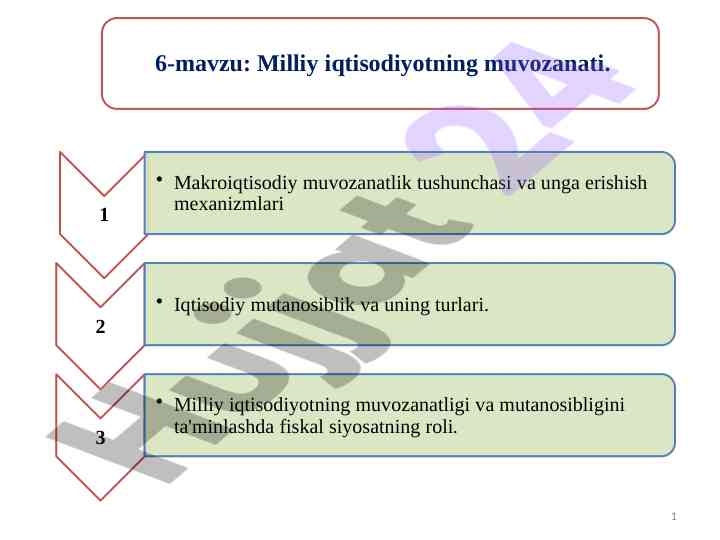 Iqtisodiy muvozanat va nazorat usullari