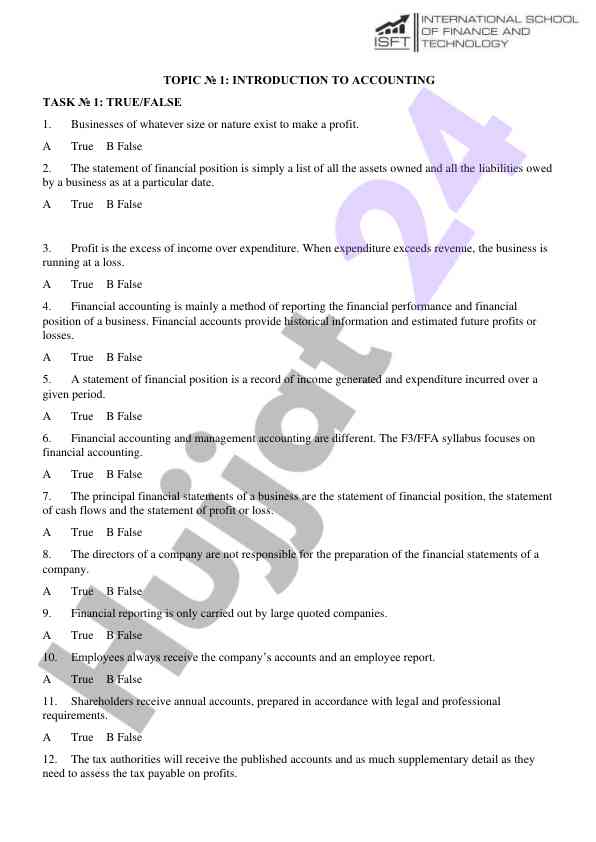 Accounting true/false questions for assessment