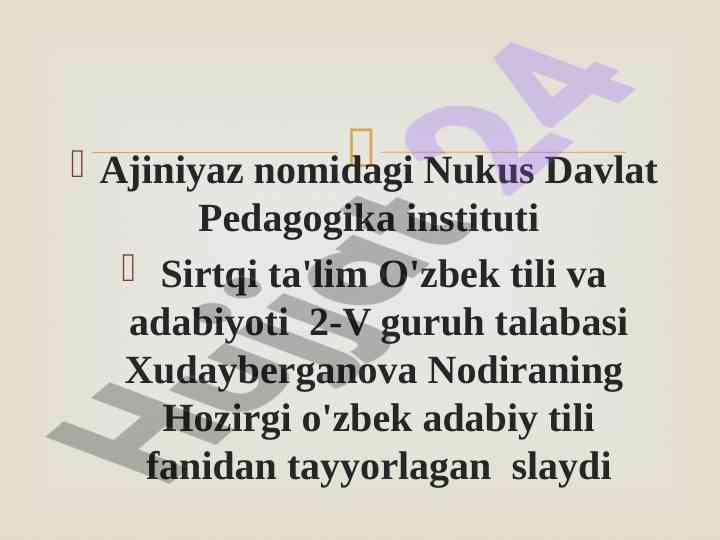O'zbek adabiy tilining me'yorlari taqdimoti
