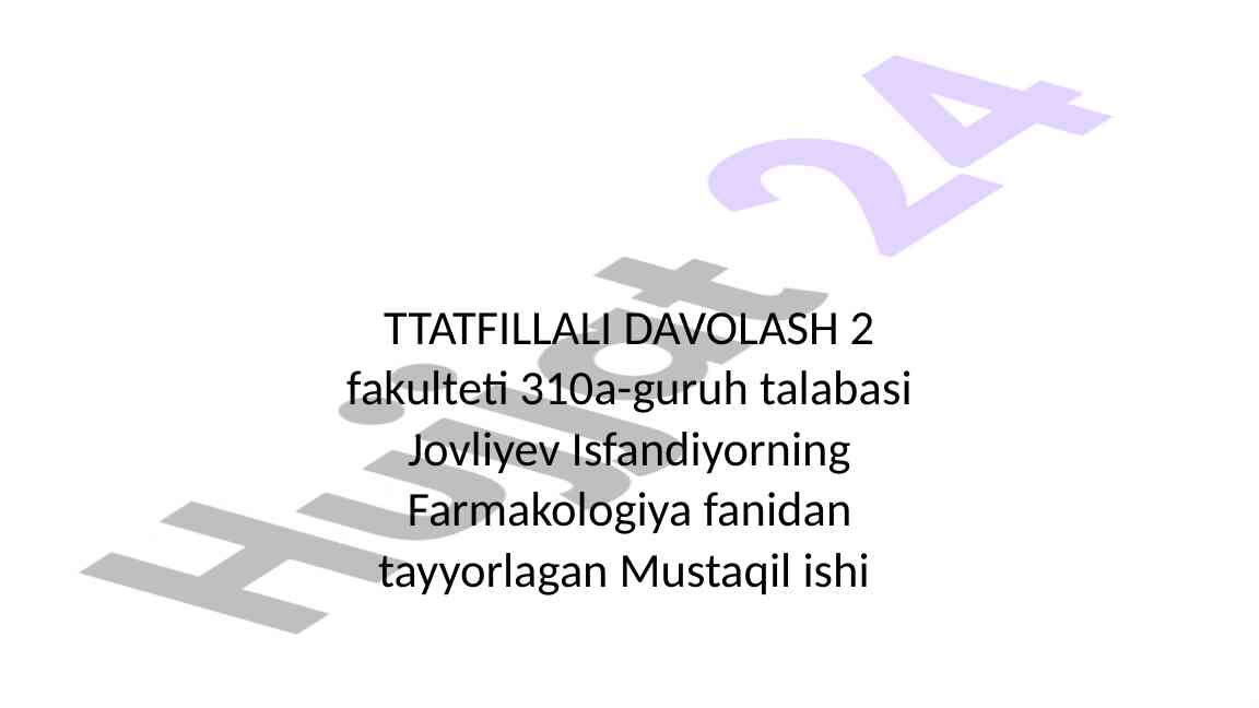 Nikotinizm va uning asoratlari haqida mustaqil ish