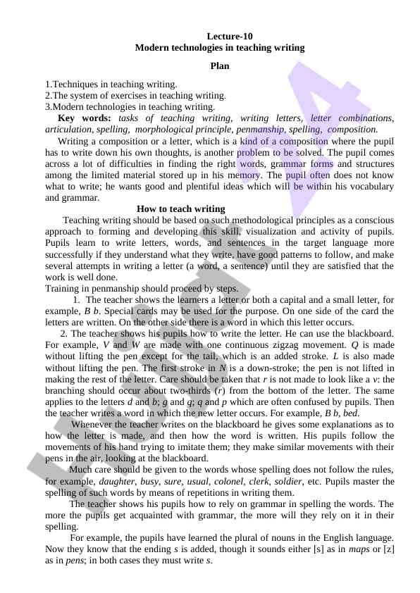Modern technologies in teaching writing techniques
