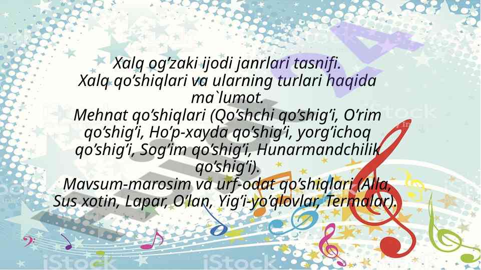 Xalq og’zaki ijodi janrlari tasnifi