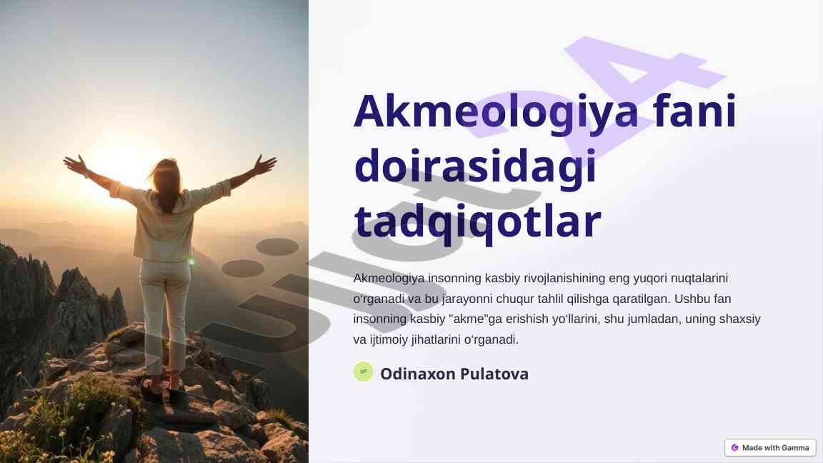 Akmeologiya va kasbiy rivojlanish tahlili