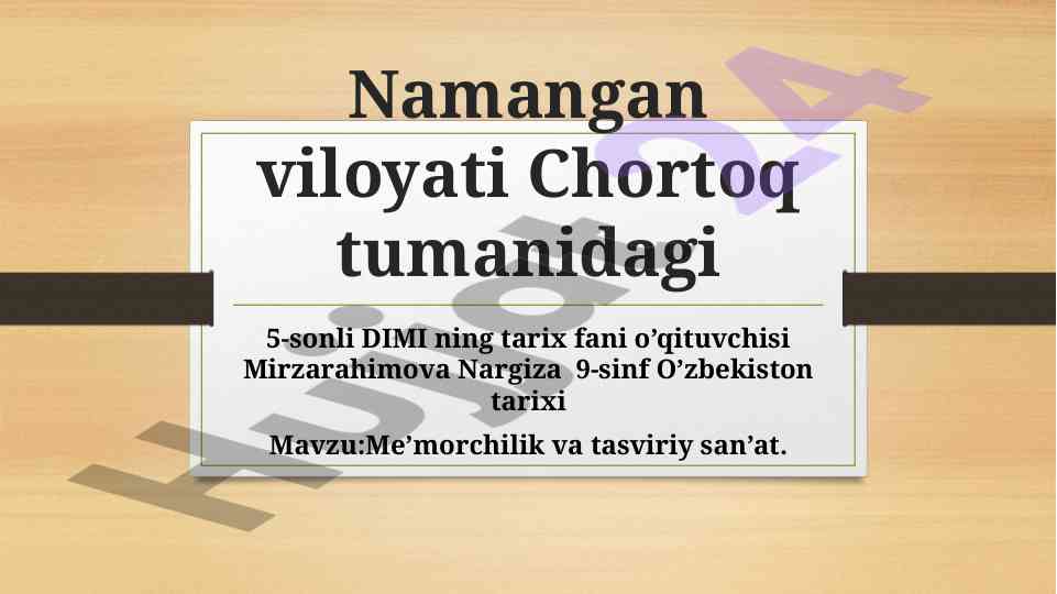 Me’morchilik va tasviriy san’at: o’zbekiston tarixi