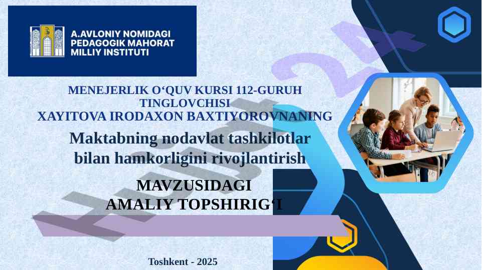 Maktabda nodavlat tashkilotlar bilan hamkorlik