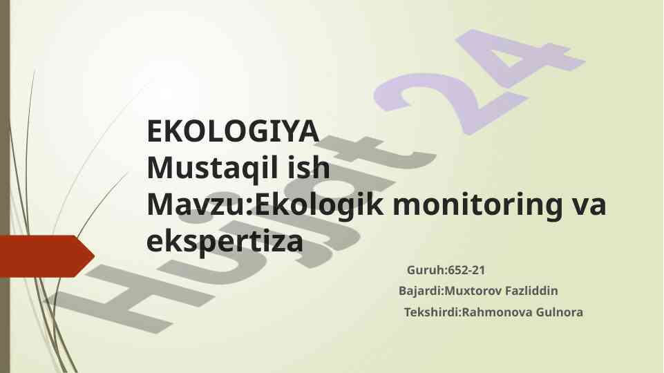 Ekologik monitoring va ekspertiza asoslari