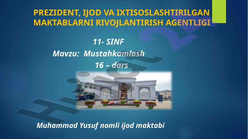Mustahkamlash mavzusi bilan savollar va topshiriqlar