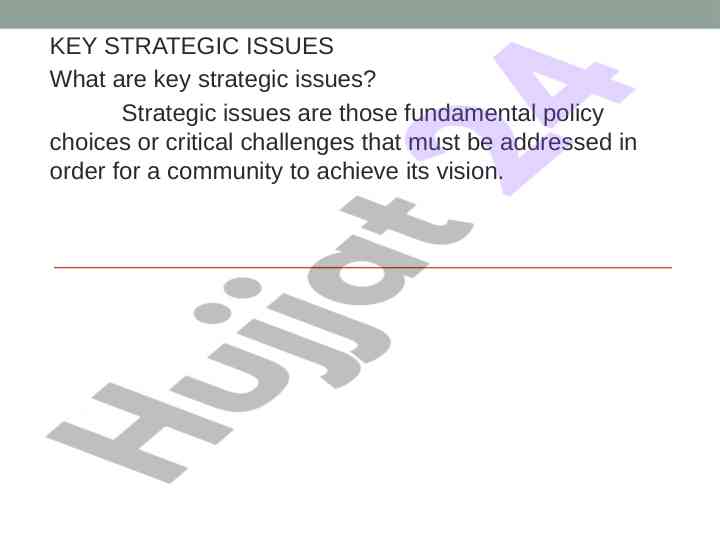 Key strategic issues in business planning
