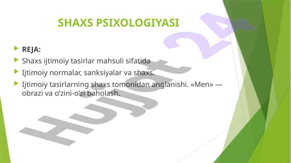 Shaxs psixologiyasi ijtimoiy tasirlar asosida