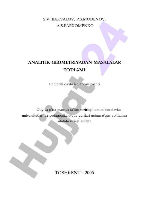 Analitik geometriyadan masalalar to'plami