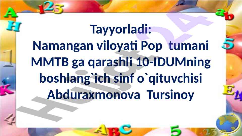 Bo'g'in ko'chirish mavzusida 1-sinf dars ishlanmasi