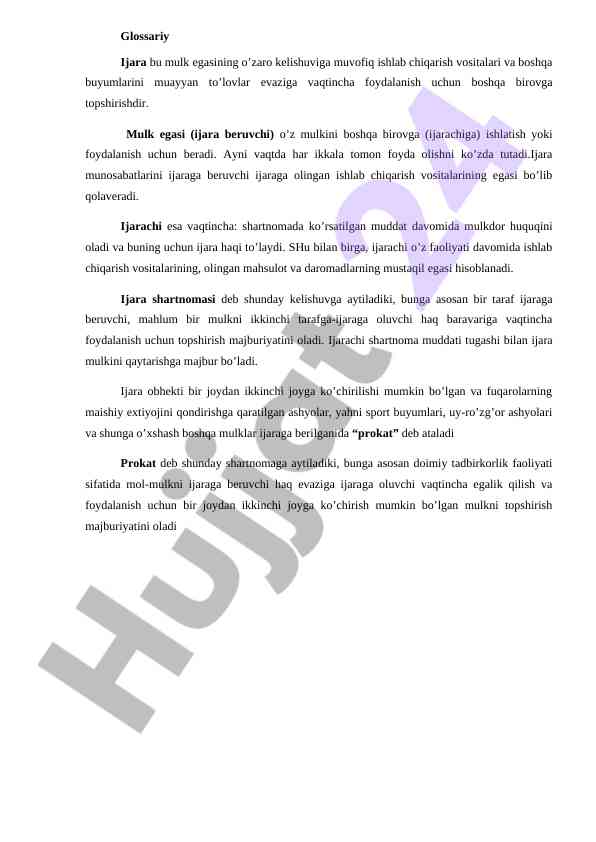 Ijara shartnomasi muxokamasi va qoidalari