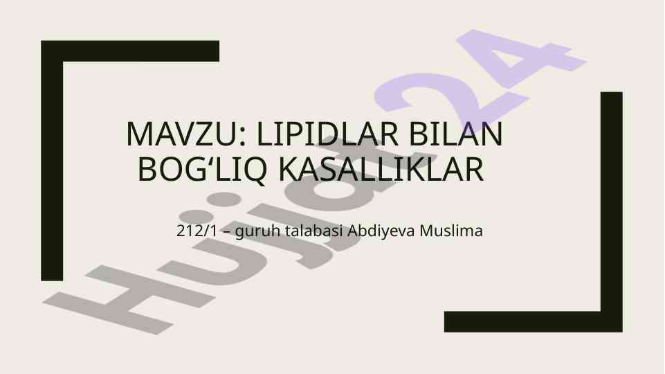 Lipidlar bilan bogʻliq kasalliklar tahlili