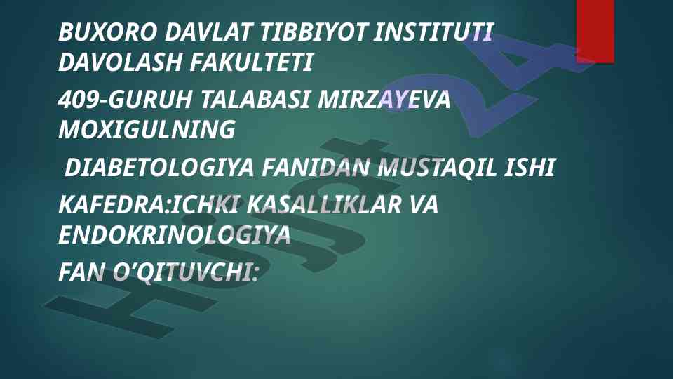 Qandli diabetni tashxislashda muhim laborator ko'rsatkichlar