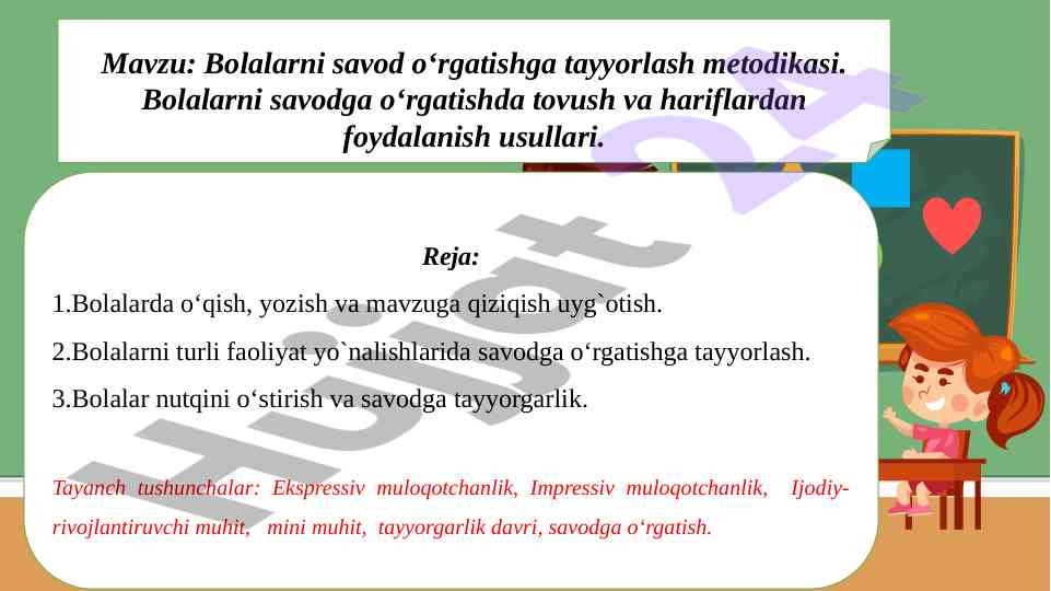 Bolalarni savod o‘rgatishga tayyorlash metodikasi