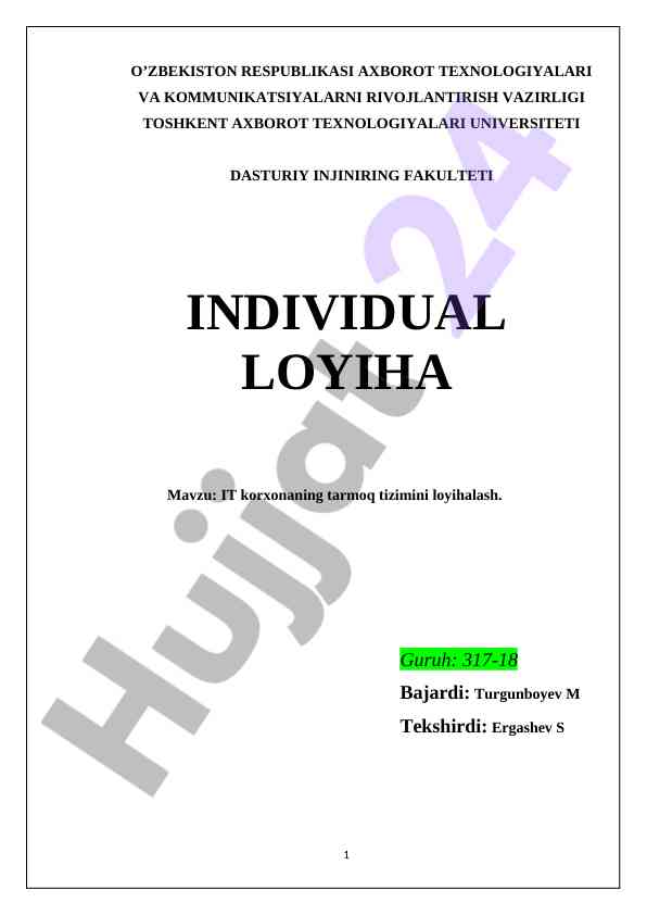 It korxonaning tarmoq tizimini loyihalash