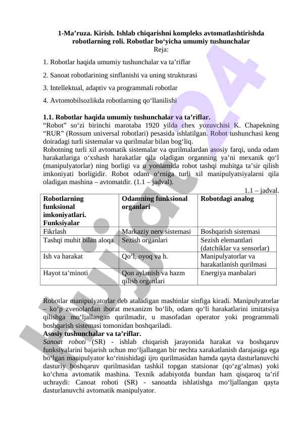 Robotlarning roli sanoat avtomatlashtirishda