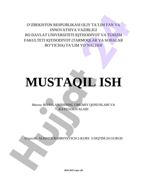 Rivojlanishning Umumiy Qonunlari Va Kategoriyalari