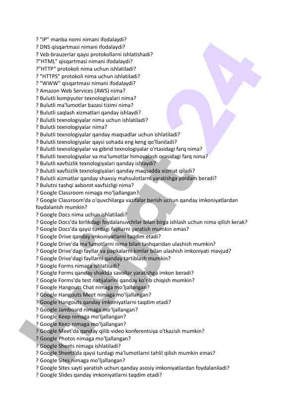 Bulutli texnologiyalar haqida muhim savollar