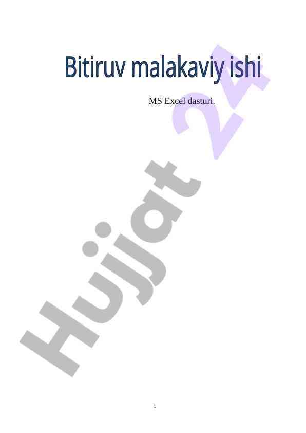 MS EXCEL DASTURI HAQIDA O'QUV QO'LLANMA