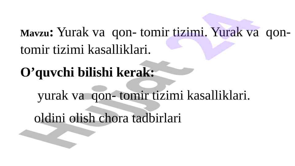 Yurak va qon-tomir tizimi kasalliklari haqida ma'lumotlar