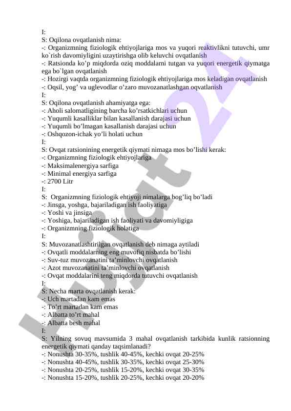 Oqilona ovqatlanish tushunchasi va ahammiyati